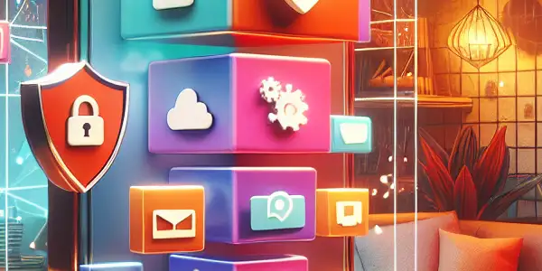 A modern smartphone displaying adult video thumbnails in a cozy, inviting room with digital privacy elements.